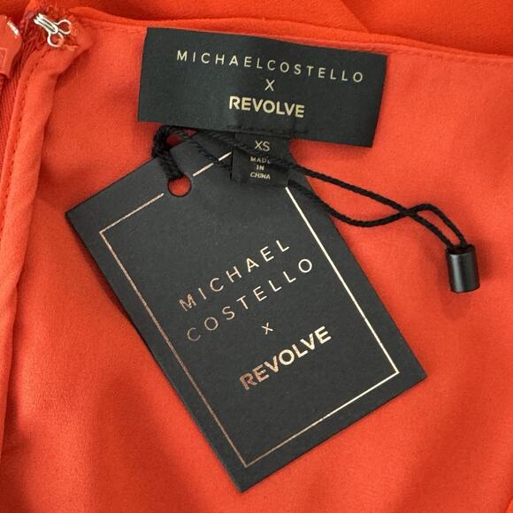 NWT Michael Costello x Revolve Vavonna Ruched Mini Dress Size XS Red Orange - Picture 11 of 14